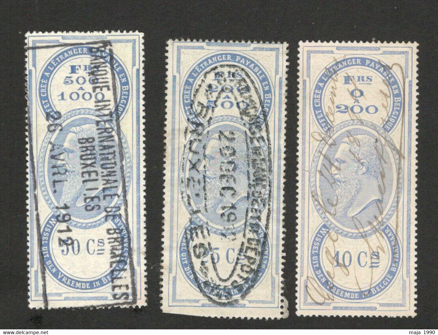 BELGIUM - 3 USED OLD REVENU STAMPS (9) - Francobolli