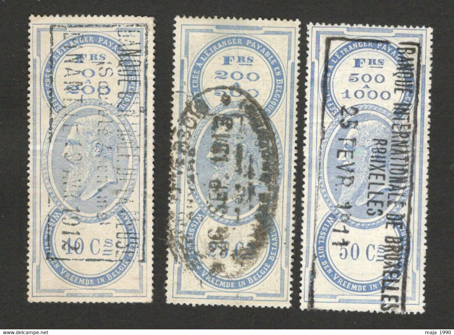 BELGIUM - 3 USED OLD REVENU STAMPS (5) - Postzegels