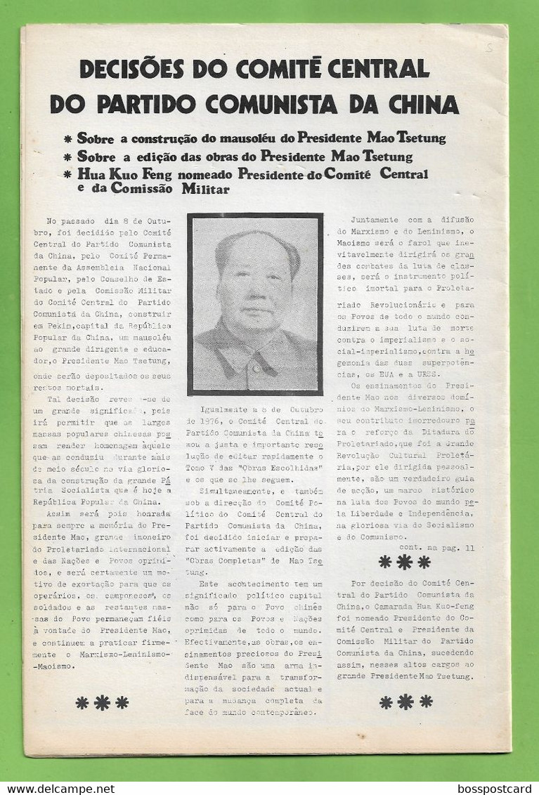 China - Boletim Da Associação Da Amizade Portugal China Nº 7, Novembro De 1976 - Altri & Non Classificati