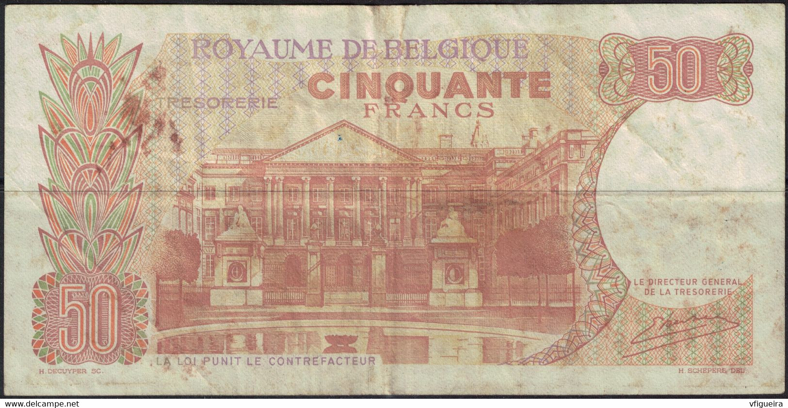 Belgique 1966 Billet De Banque Banknote Bill 50 Cinquante Francs Vijftig Frank - Altri & Non Classificati