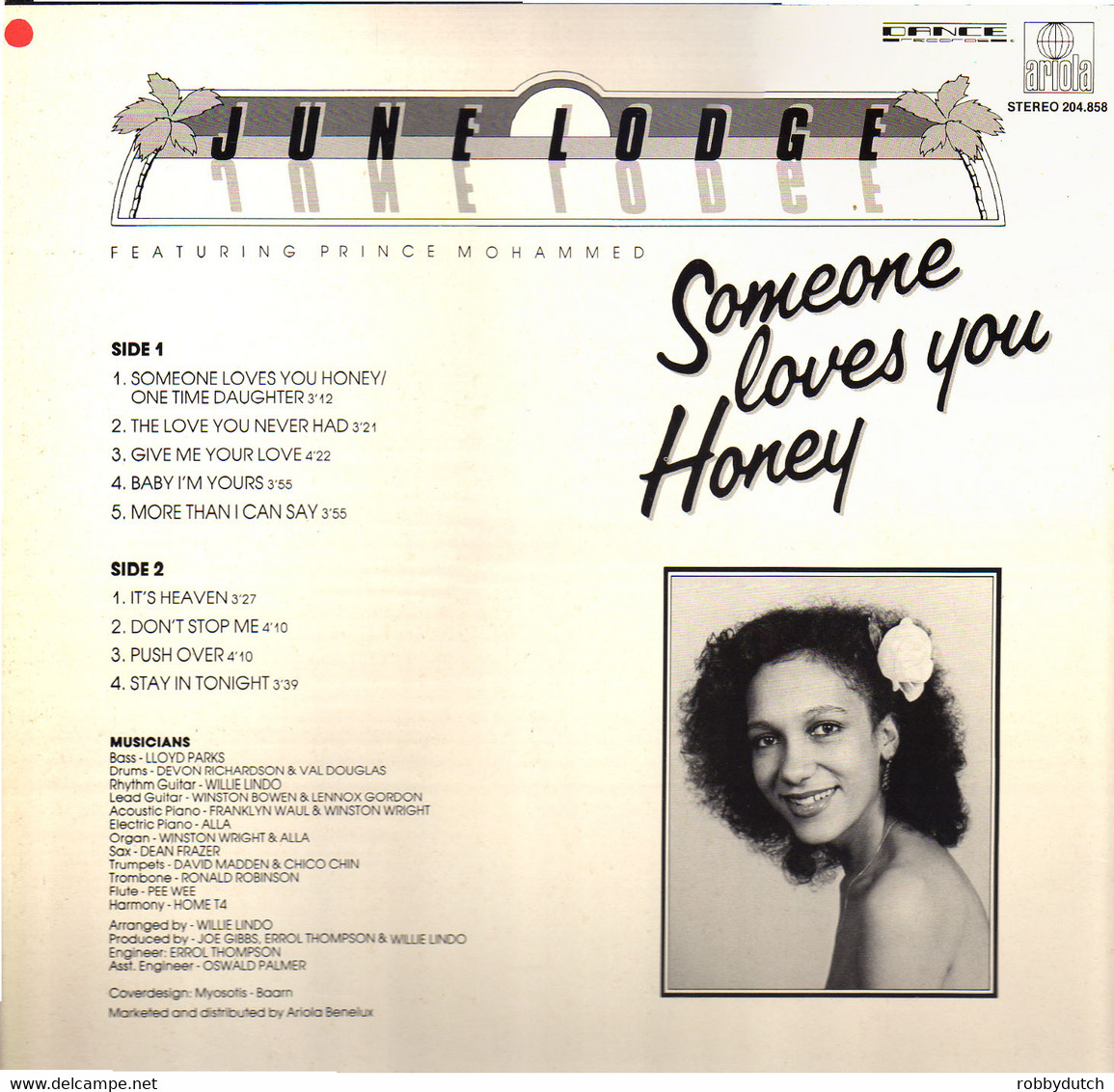 * LP * JUNE LODGE - SOMEONE LOVES YOU HONEY (Featuring Prince Mohammed)(Holland 1982) - Reggae