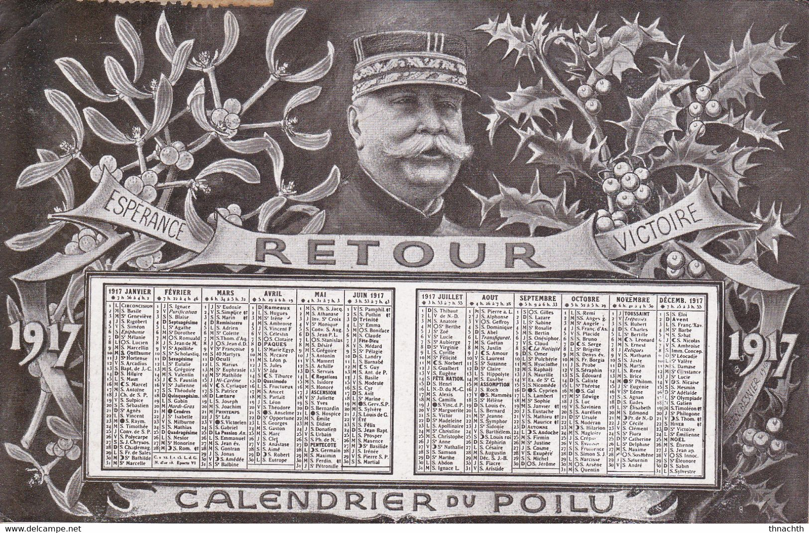 1916 Calendrier Du Poilu 1917 Avec Son Timbre Jusqu'au Bout Rare - Patriottisch