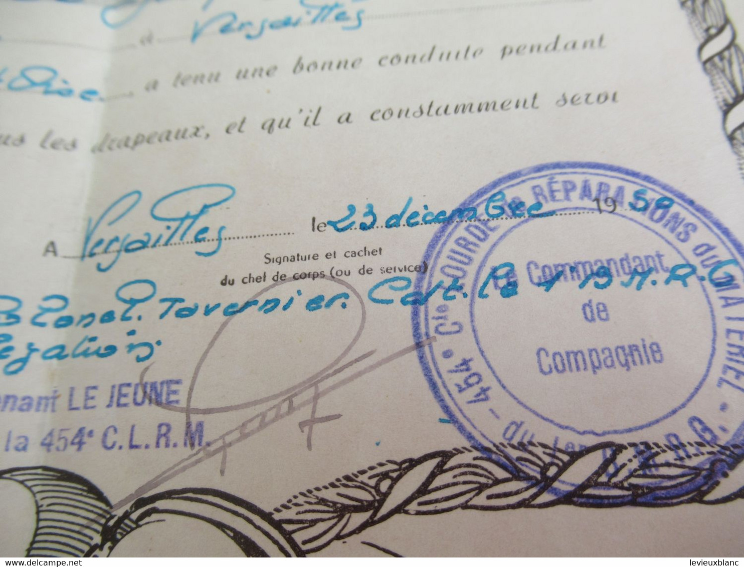 Certificat De Bonne Conduite /Militaria/ 1er BRMG/ VERSAILLES/ Jacques DOUBLET/1950         DIP270 - Documents