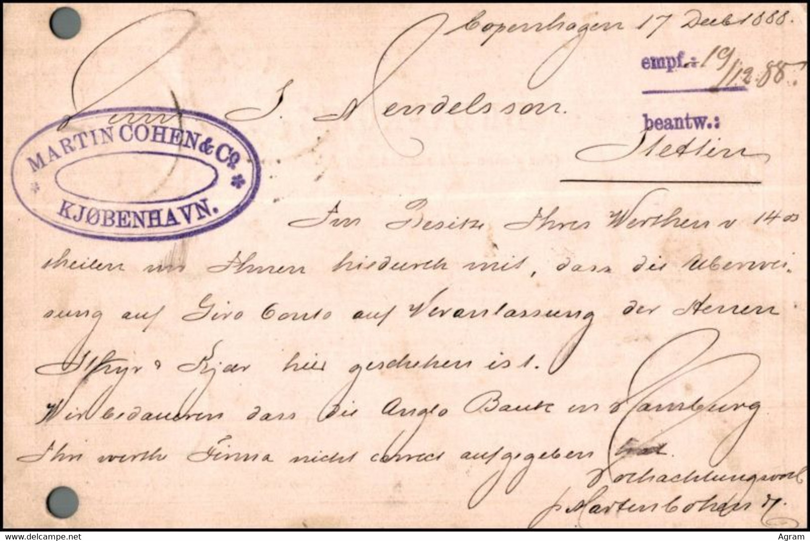 Denmark 1888, Uprated Postal Stationery Copenhagen To Szczecin W./psm Copenhagen - Briefe U. Dokumente