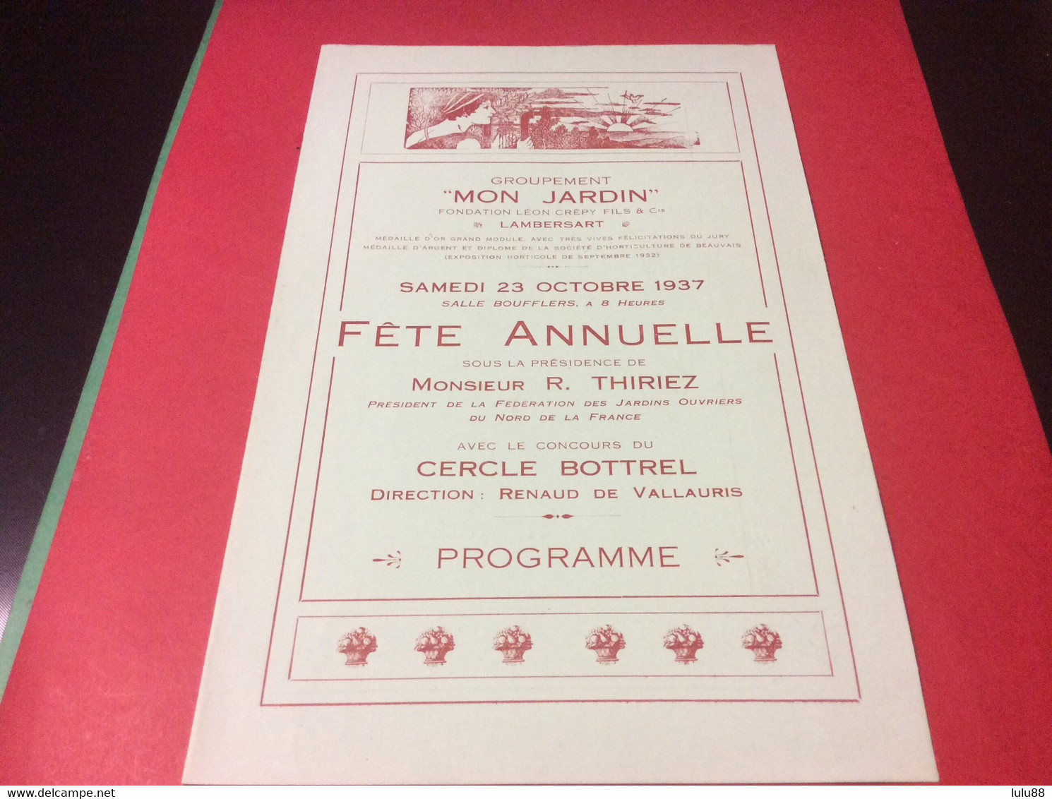 ⭕️ LAMBERSART Programme Fête  Annuelle De 1937. Format 21x14 Cm - Lambersart