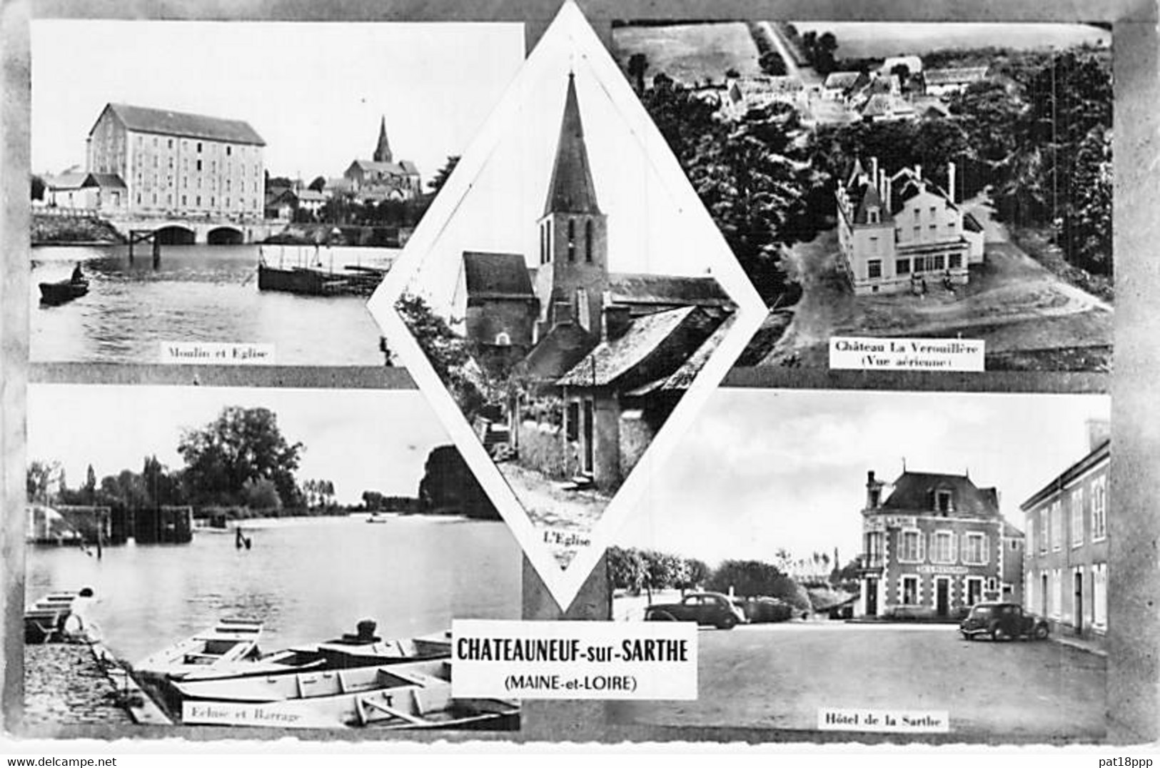 49 - CHATEAUNEUF / SARTHE :  Multivues - CPSM Dentelée Village Noir Blanc Format CPA - Maine Et Loire - Chateauneuf Sur Sarthe