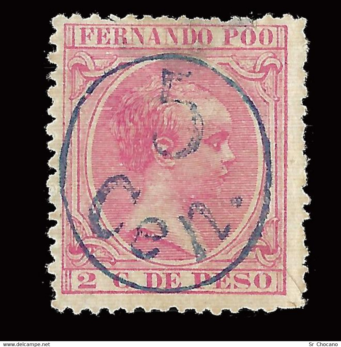 Fernando Poo.Edifil 40A.1896-1900 Alfonso XIII. Habilitado Tipo C.2ct.MNG - Fernando Po