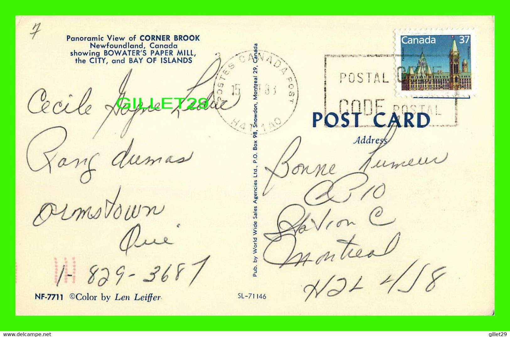 CORNER BROOK, NEW-FOUNDLAND - BOWATER'S PAPER MILL, THE CITY AND BAY OF ISLANDS - TRAVEL IN 1983 - - Autres & Non Classés