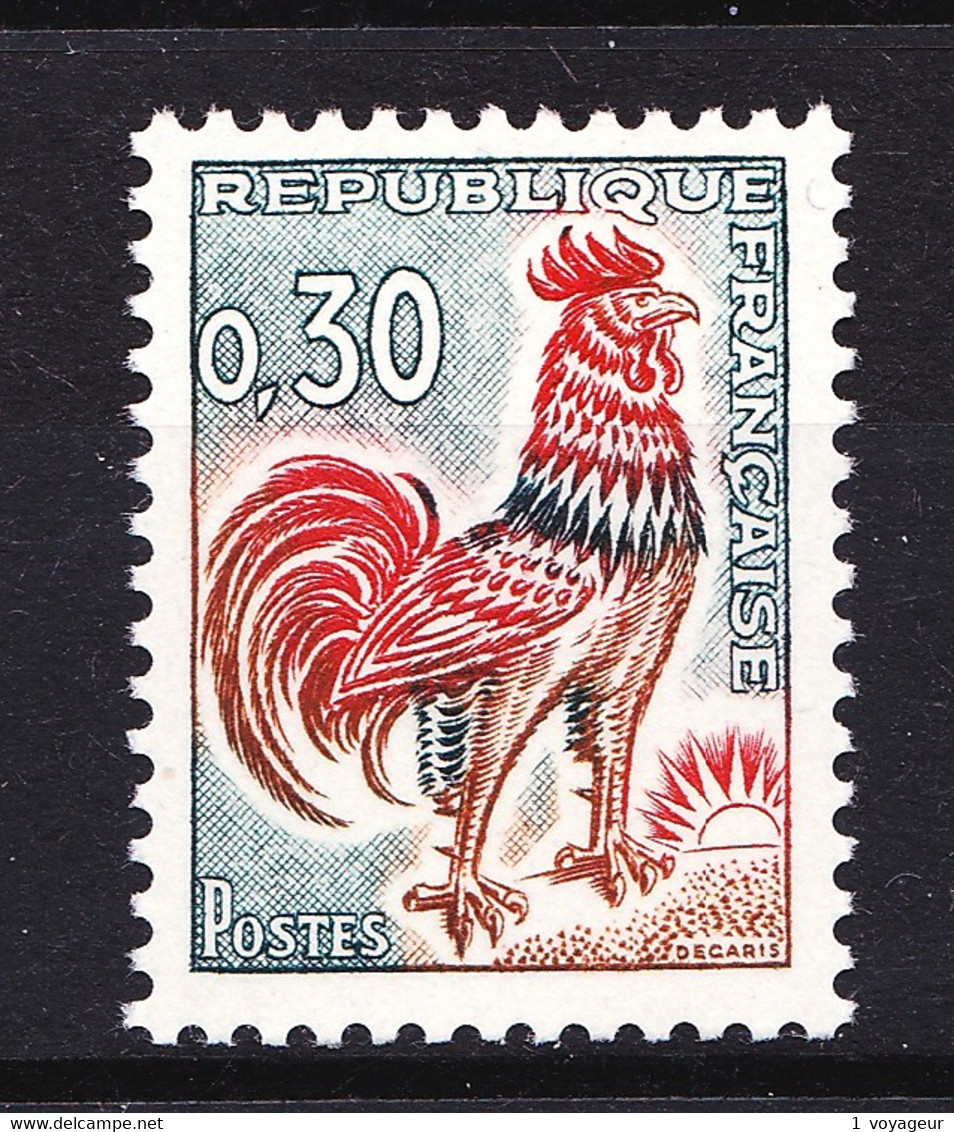 1331 Ac - 30c  Coq De Decaris - Variété : "gomme Tropicale" - Neuf N** - Très Beau - 1962-1965 Cock Of Decaris