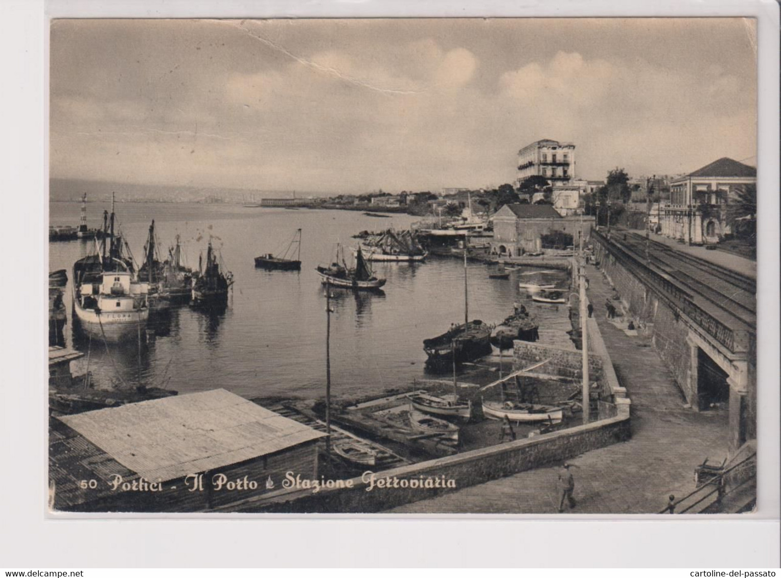 PORTICI  NAPOLI  IL PORTO E STAZIONE FERROVIARIA  1957 - Portici