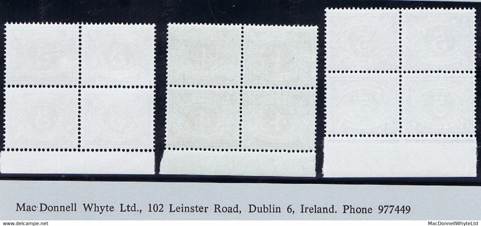 Ireland Postage Due 1978 Unwatermarked 3p 4p 5p Set Of 3, Marginal Blocks Of 4 Mint Unmounted, 4p With Double Bottom - Strafport