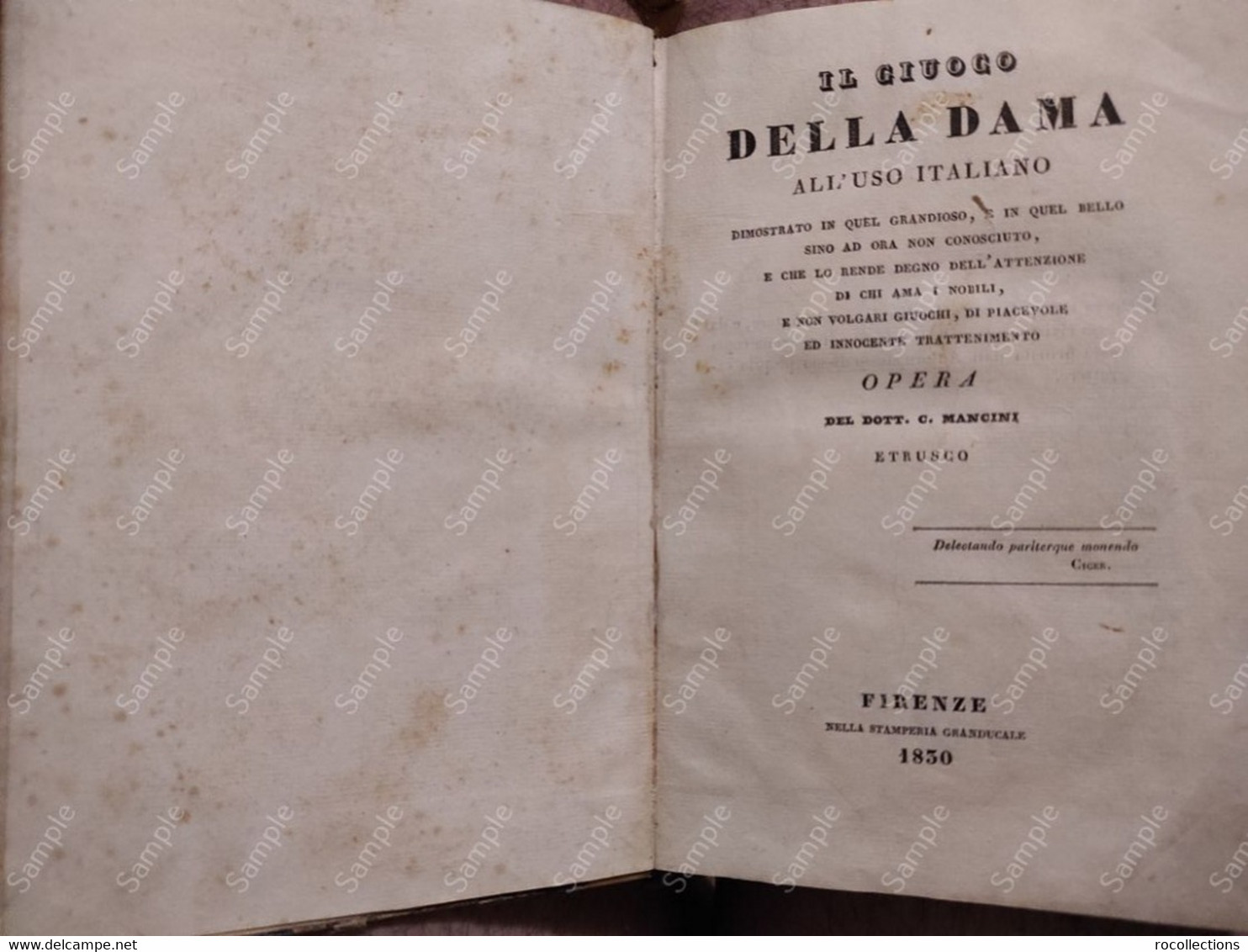 Italy Italia THE GAME OF THE LADY Il Giuoco Della Dama C. MANCINI Etrusco. Firenze 1830 - Andere & Zonder Classificatie