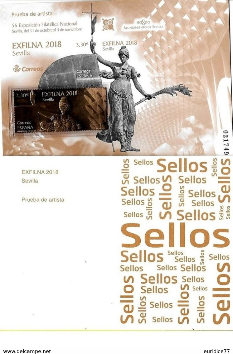 Spain 2018 - Exfilna 2018 - Seville Limited Edition Artist Proof (gold Plated) Mnh** - Proofs & Reprints