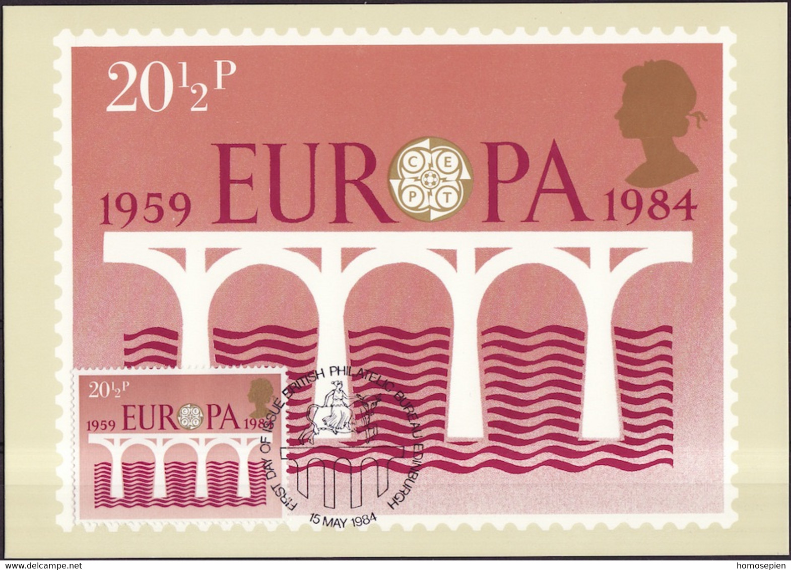 Grande Bretagne - Great Britain - Großbritannien CM 1984 Y&T N°1128 - Michel N°990 - 20,5p EUROPA - Maximumkarten (MC)