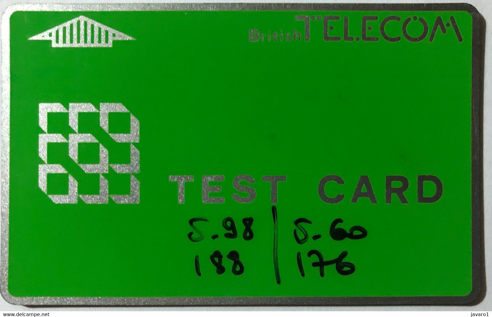 ENGLAND : BTT001 TEST CARD Hand-written Numbers ( Batch: 03056614) MINT - BT Engineer BSK Service : Emissions De Test