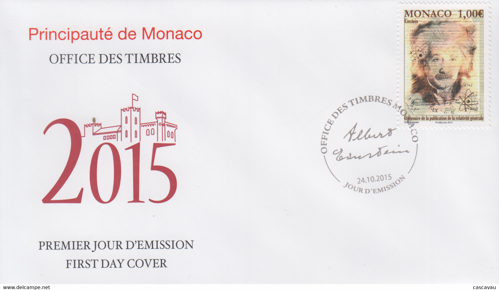 Enveloppe  FDC   1er  Jour   MONACO    Albert   EINSTEIN    Relativité  Générale    2015 - Albert Einstein