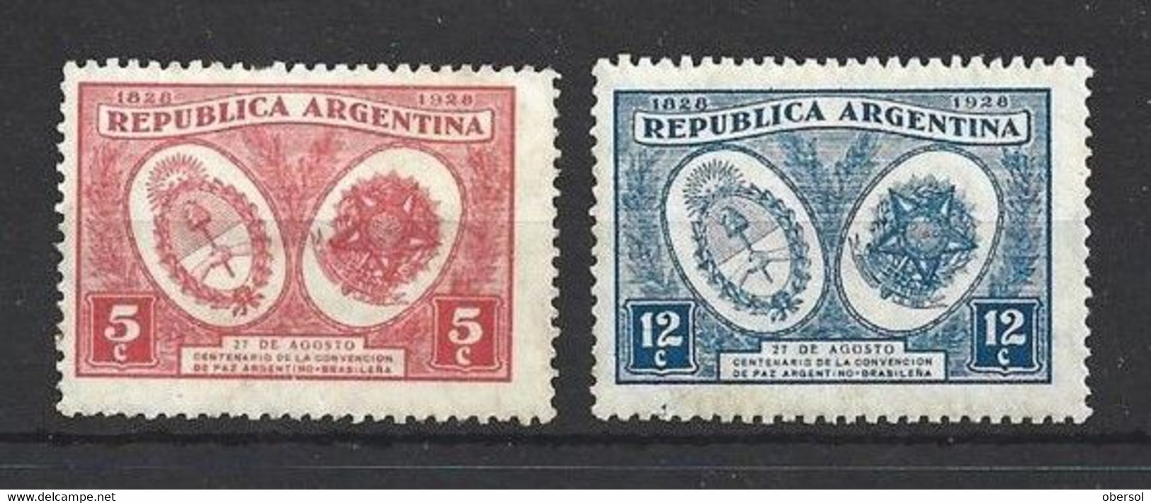 Argentina 1928 Centenary Of The Peace Convention Argentina-Brasil MH Set USD 4 - Check Scans - Nuevos