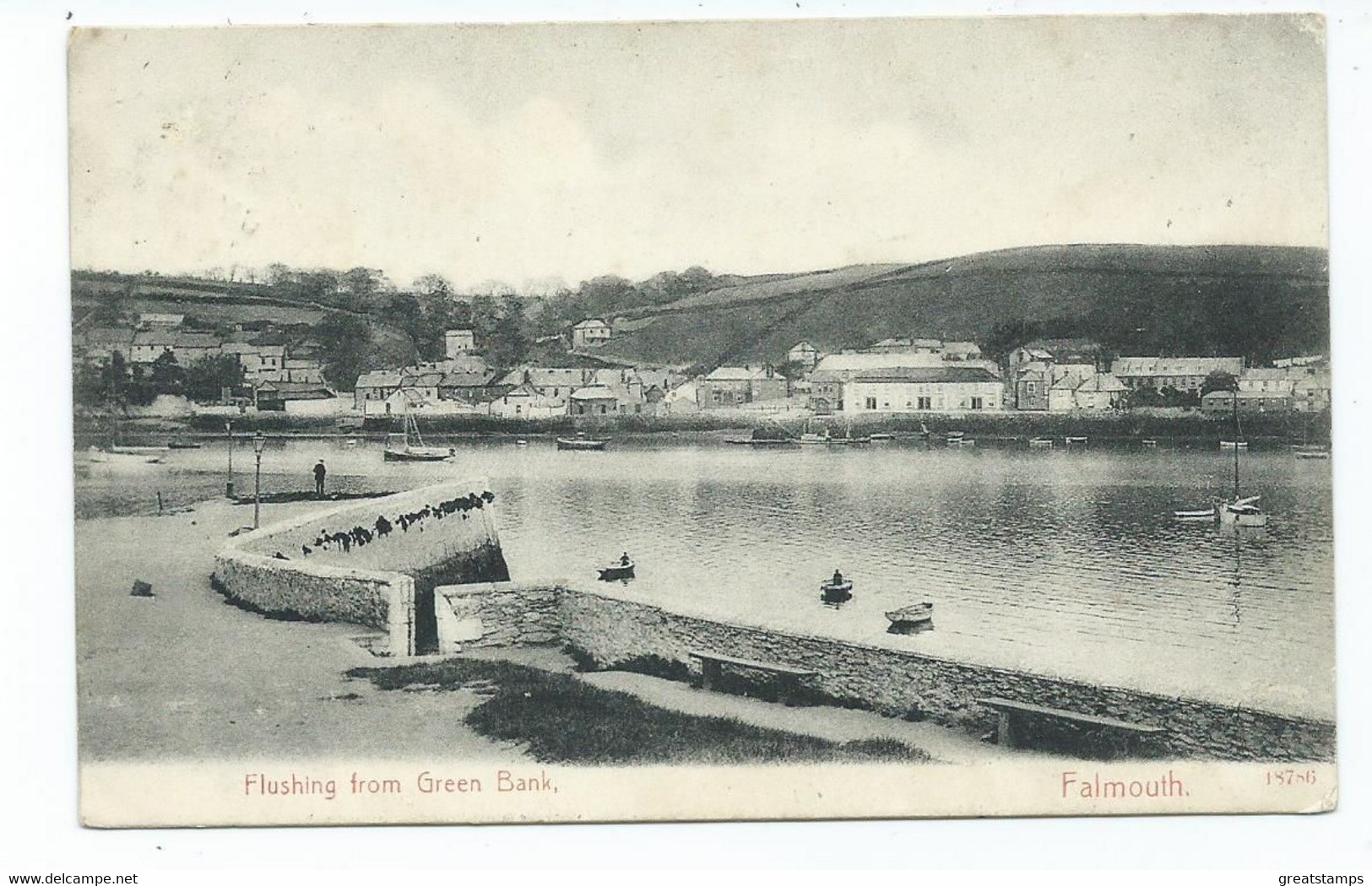 Cornwall     Postcard   Falmouth Lushing From Green Bank Posted 1907  Stengel - Falmouth