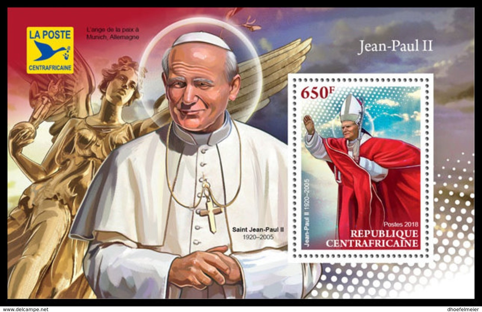 CENTRAL AFRICA 2018 **MNH SMALL Pope John Paul II. Papst Paul II. Pape Hean-Paul II. S/S - OFFICIAL ISSUE - DH1845 - Päpste