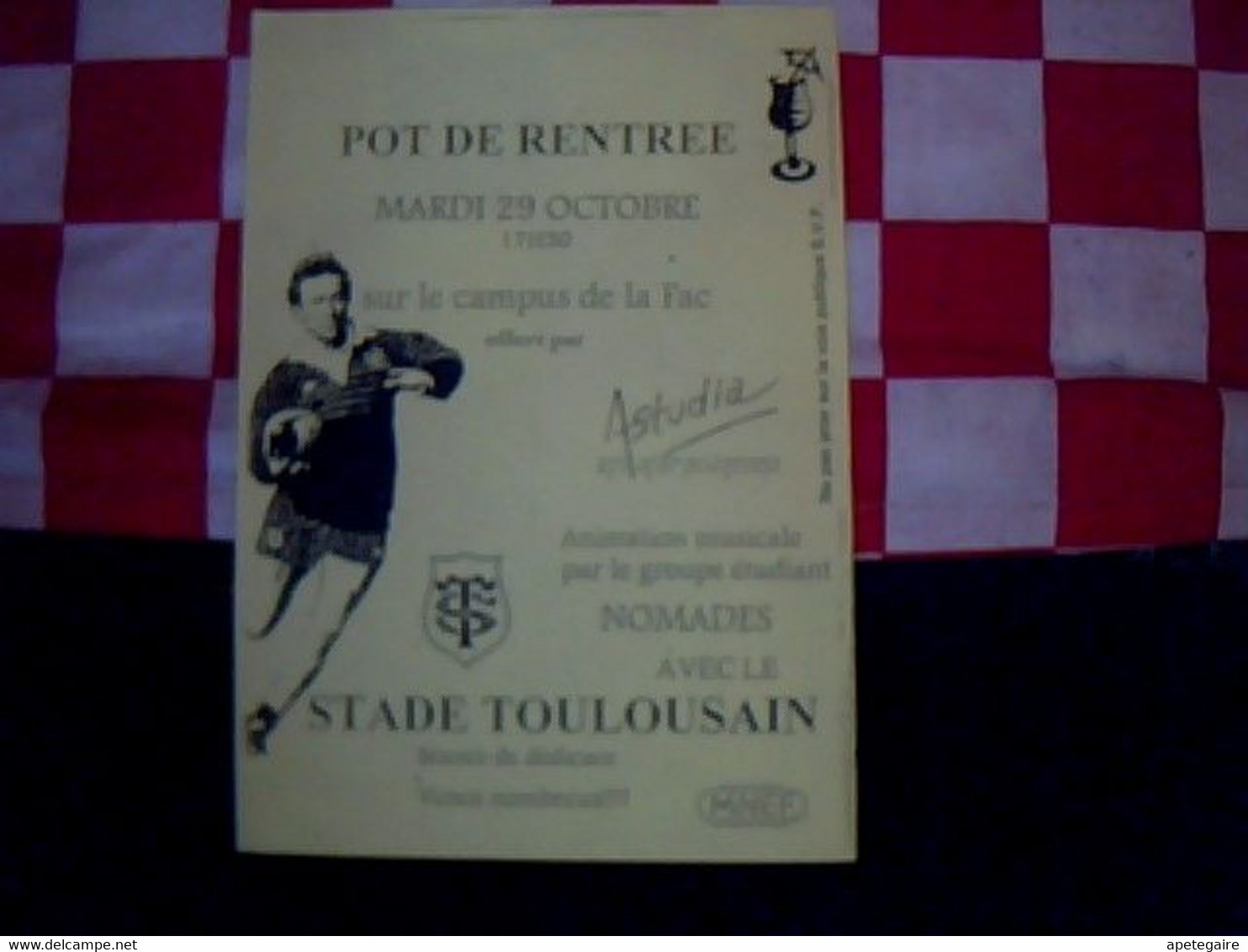 Toulousei Publicitè Rugby Tract Invitation Mot De Rentrée Soirée.étudiante Au Stade De Toulousain Année ? - Cartes De Visite