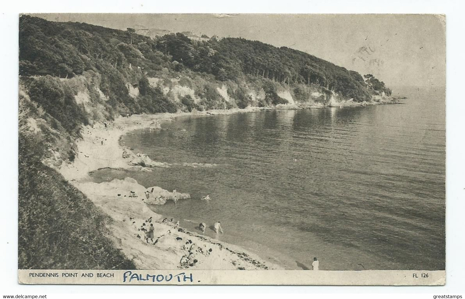 Cornwall     Postcard   Falmouth Pendennis Point And Beach Posted 1955 . - Falmouth