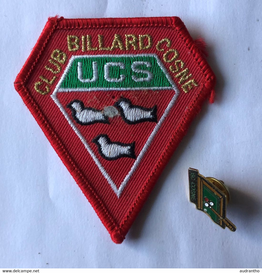 Rare écusson Brodé + Pin's BILLARD UCS Club De Billard De COSNE-COURS-SUR-LOIRE - Billard