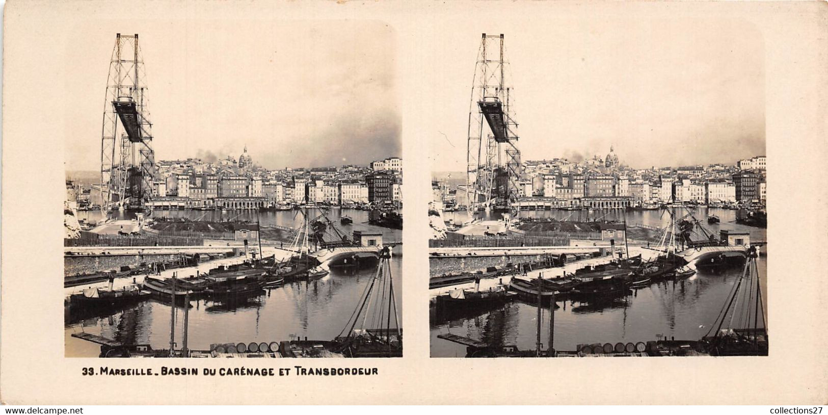 13-MARSEILLE- 6 PHOTOS - LA GARE , BASSIN DU CARENANGE, LA CATHEDRALE, LE PHARO-LE PORT, PANORAMA DE LA VILLE - Stereoscopic