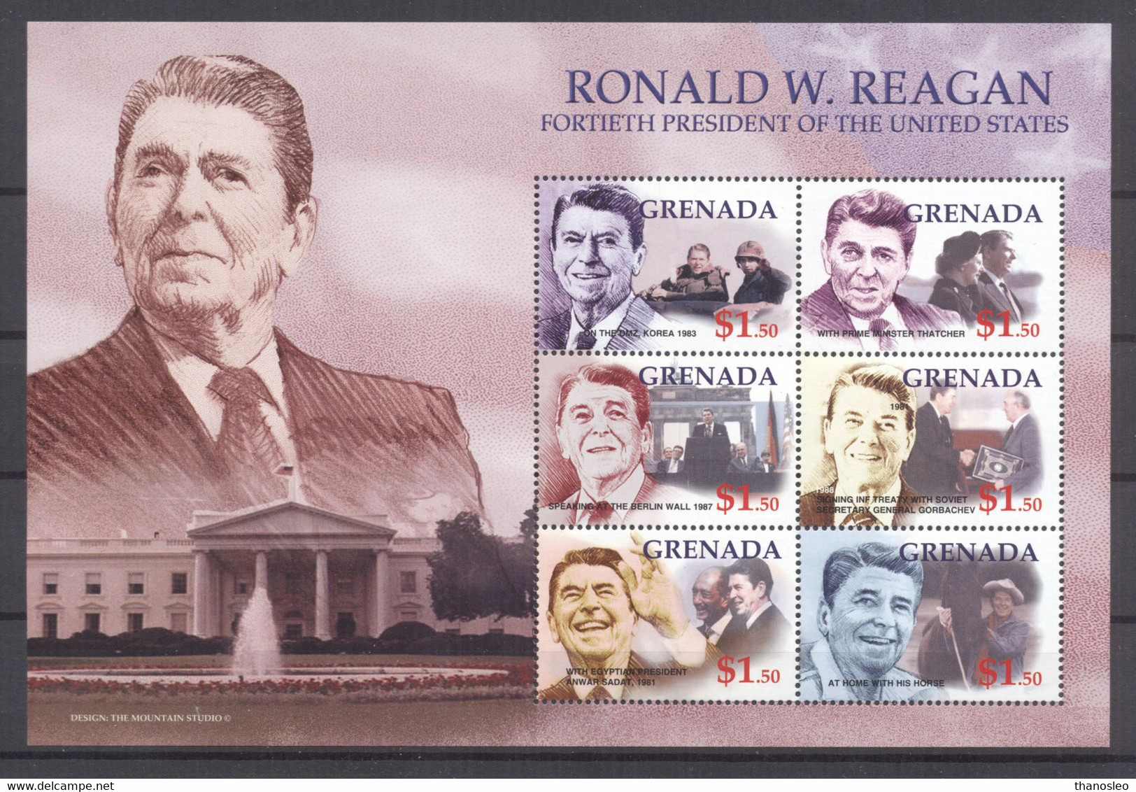 Grenada 2002 Ronald Reagan Block MNH VF - Grenada (1974-...)