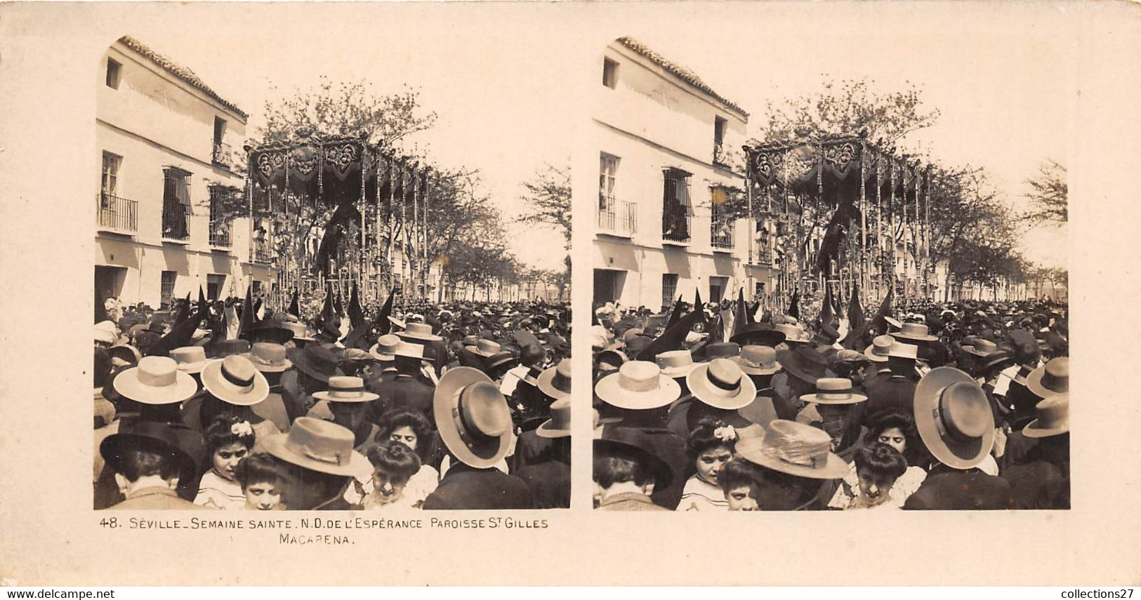 SEVILLE-ESPAGNE- 4 PHOTOS-SEMAINE SAINTE  N.D DE L'ESPERANCE, LA PASSERELLE PENDANT LA FERIA , L'ALCAZAR - Stereoscopic