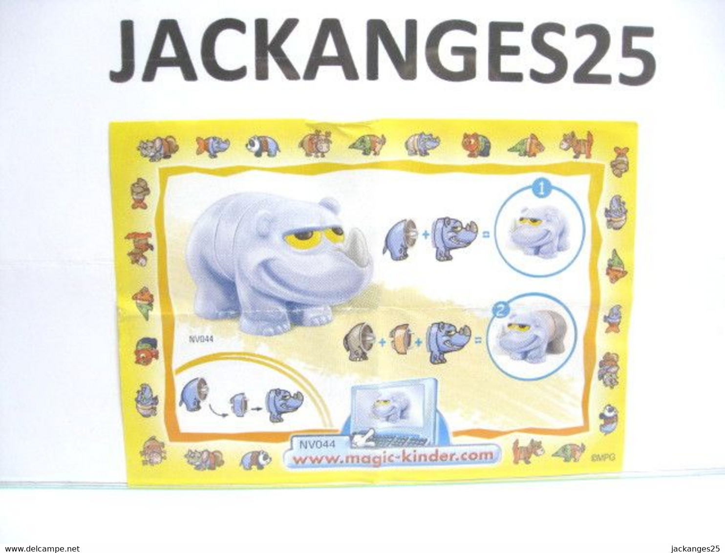 KINDER MPG NV 44 A RHINOCEROS ANIMAUX NATURE NATOONS TIERE 2008 + BPZ A - Famiglie