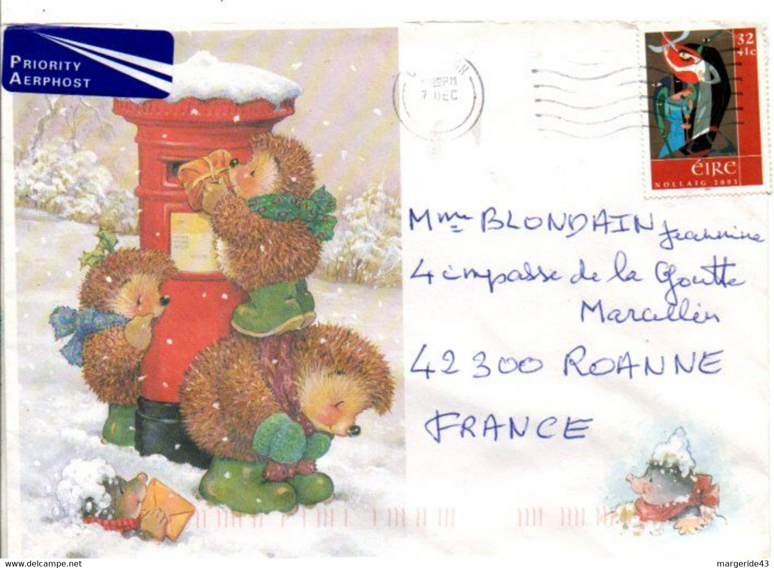 IRLANDE SEUL SUR LETTRE POUR LA FRANCE - Covers & Documents