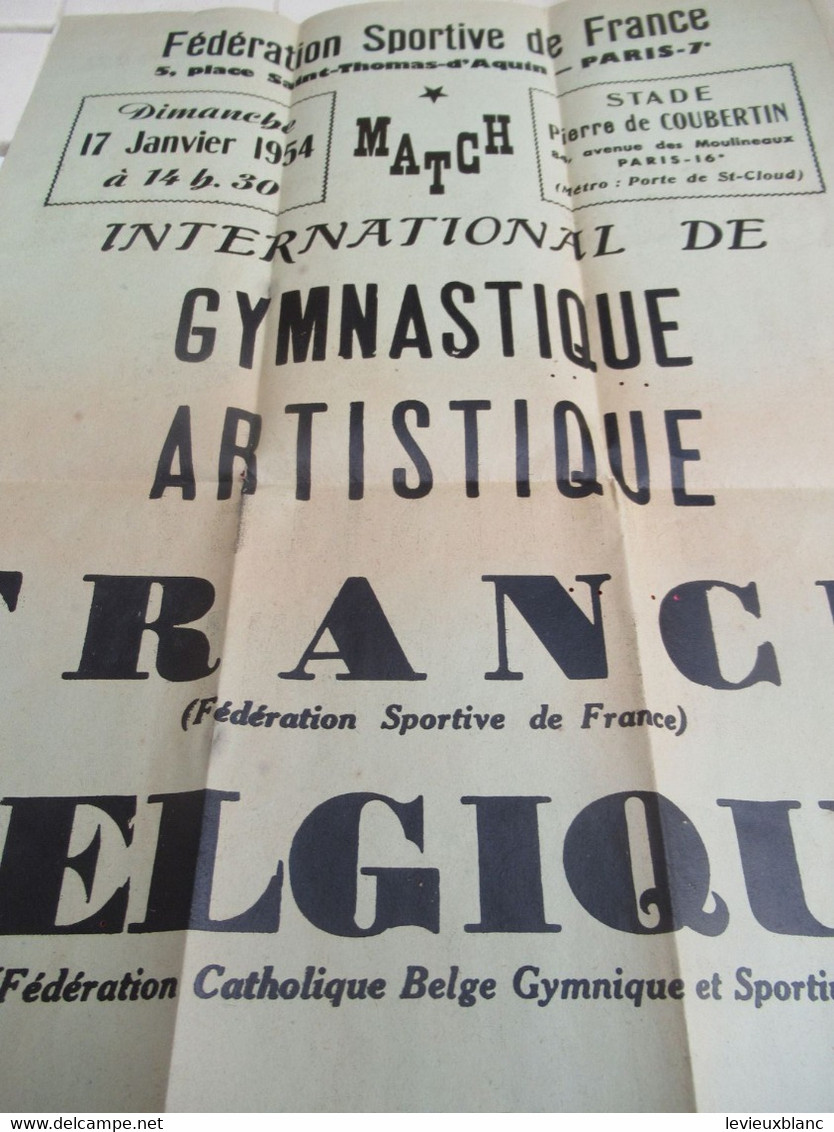 Affiche De Rencontre De Sport/ Féd.spor. De France/Internationale De Gymnastique Artistique/FRANCE-BELGIQUE/1954   AFF50 - Affiches