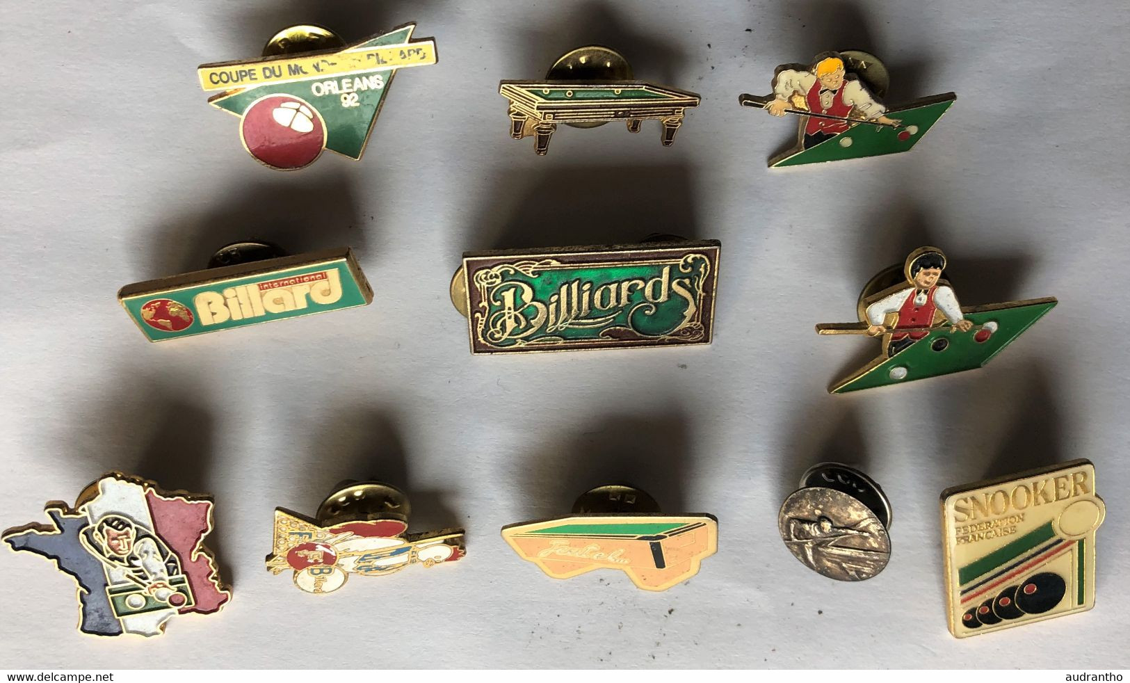 Beau Lot De 11 Pin's Sur Le BILLARD FFB Snooker Orléans 1992 Jeutel - Biljart