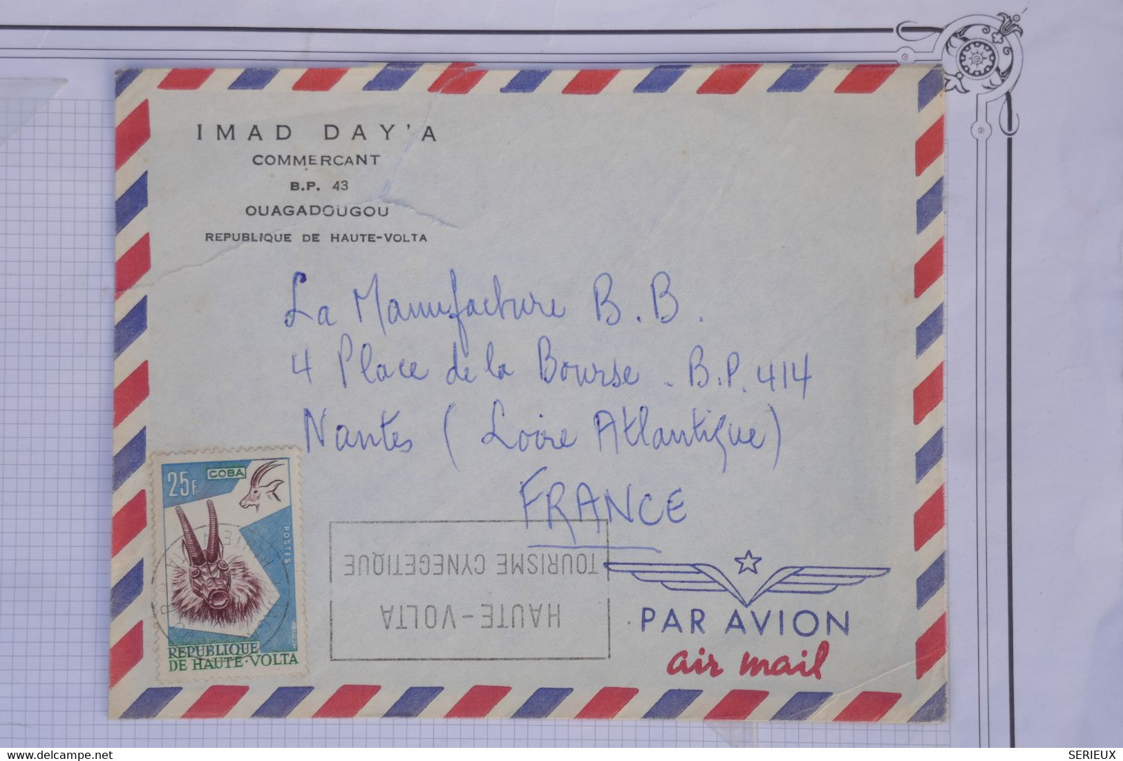 AX15  HAUTE VOLTA  BELLE LETTRE  1950  OUAGADOUGOU POUR  NANTES  FRANCE  + AFFRANCH. PLAISANT - Storia Postale