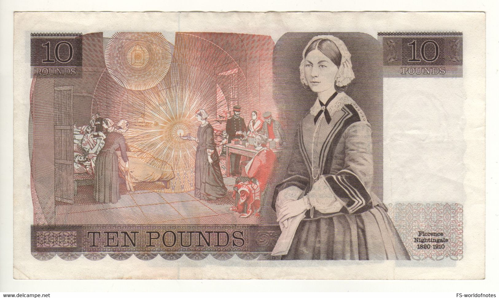 ENGLAND. £10 P379a  ( ND 1975   "sign.  J.B.Page"   -    Queen Elizabeth II/ Florence Nightingale ) - 10 Pounds