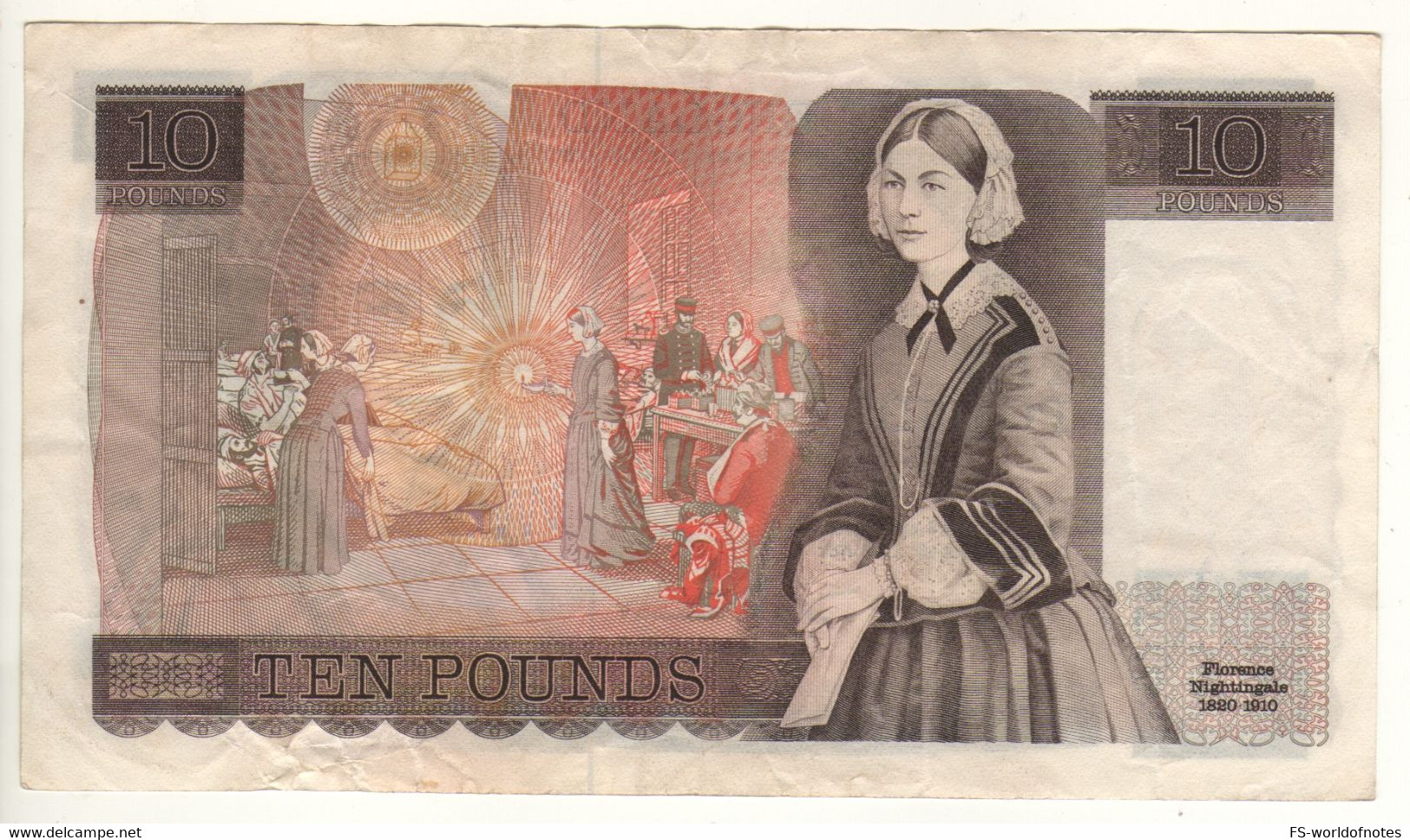 ENGLAND. £10 P379b  ( ND 1985   "sign. D.H.F. Somerset"  -   Queen Elizabeth II/ Florence Nightingale ) - 10 Pounds
