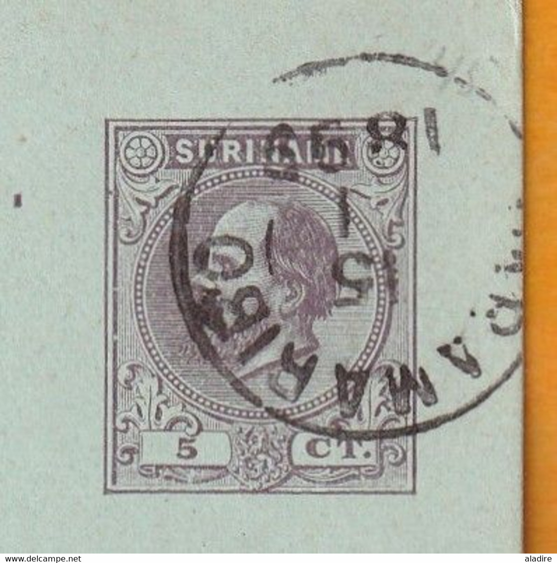 1889  - UPU PC 5 Ct Stationery From PARAMARIBO, Suriname, Netherlands To LEPZIG, Deutschland Via LE HAVRE, France - Suriname ... - 1975