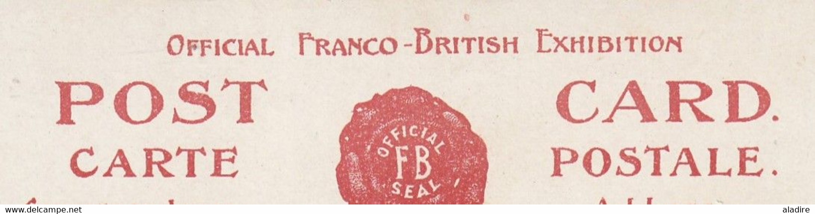 1908 - KEVII - Official FB Seal Franco-British Exhibition Postcard From London To The City - Louis XV Pavilion - Brieven En Documenten