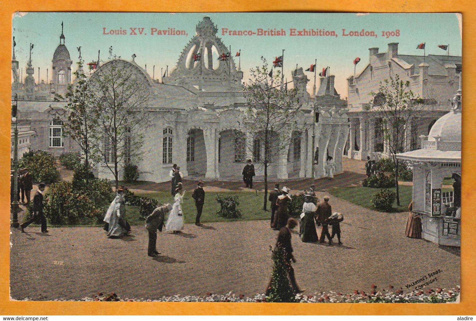 1908 - KEVII - Official FB Seal Franco-British Exhibition Postcard From London To The City - Louis XV Pavilion - Brieven En Documenten