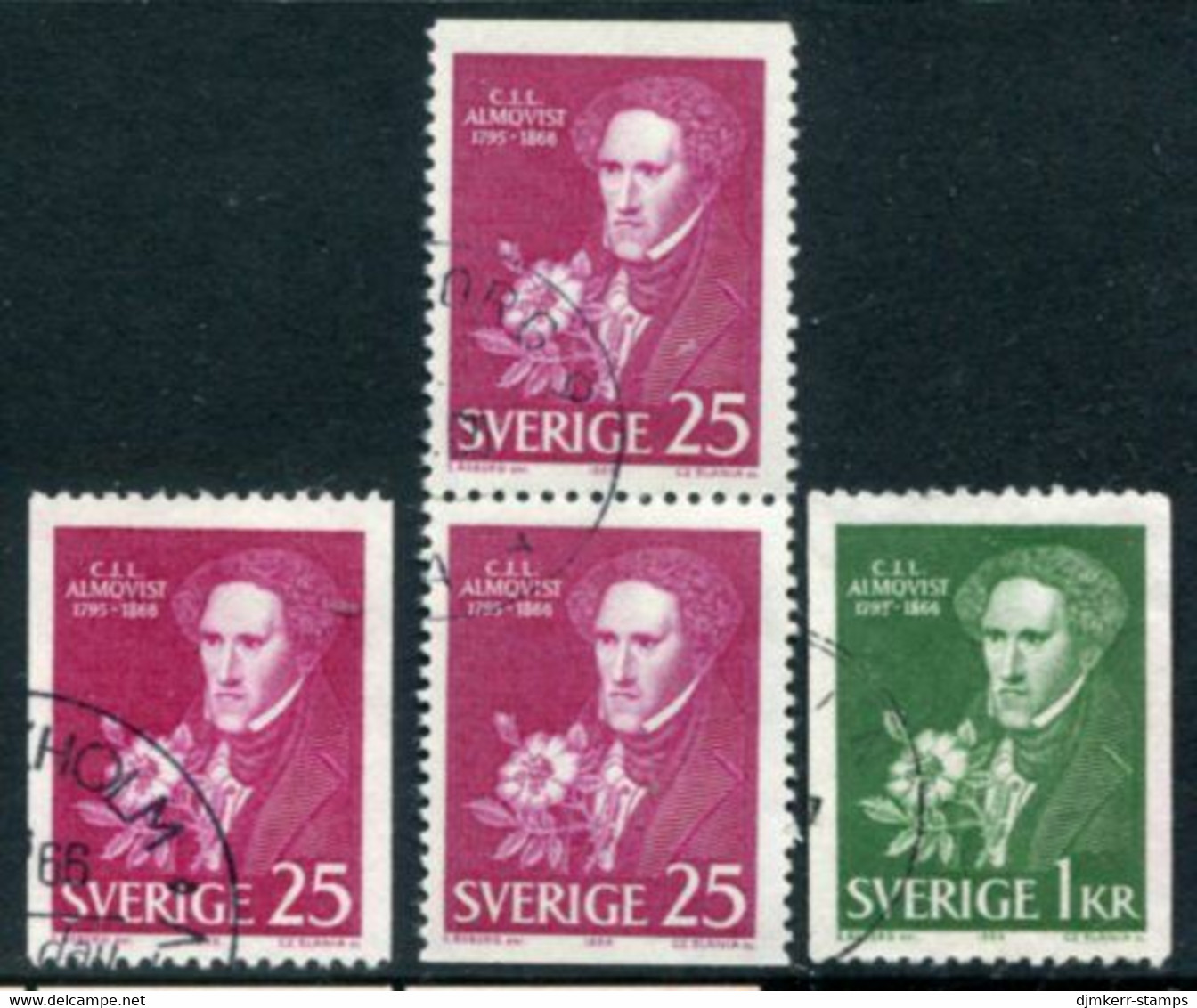 SWEDEN 1966 Almqvist Death Centenary Used.  Michel 558-59 - Oblitérés