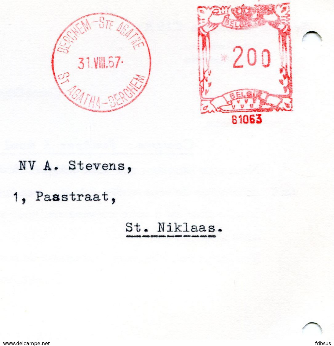 1957 Kaart Van S.A. CIBA Groot Bijgaarden - Concerne Poudres à Mouler - Rode Stempel ST AGATHA BERGHEM - Ref 143 - ...-1959