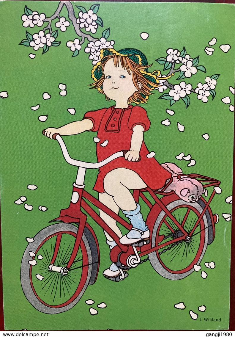 SWEDEN 1994, CYCLE GIRL,FLOWER,PLANT POSTCARD USED ,FJOESTA TOWN CANCELLATION  TO FALUA COVER - Brieven En Documenten