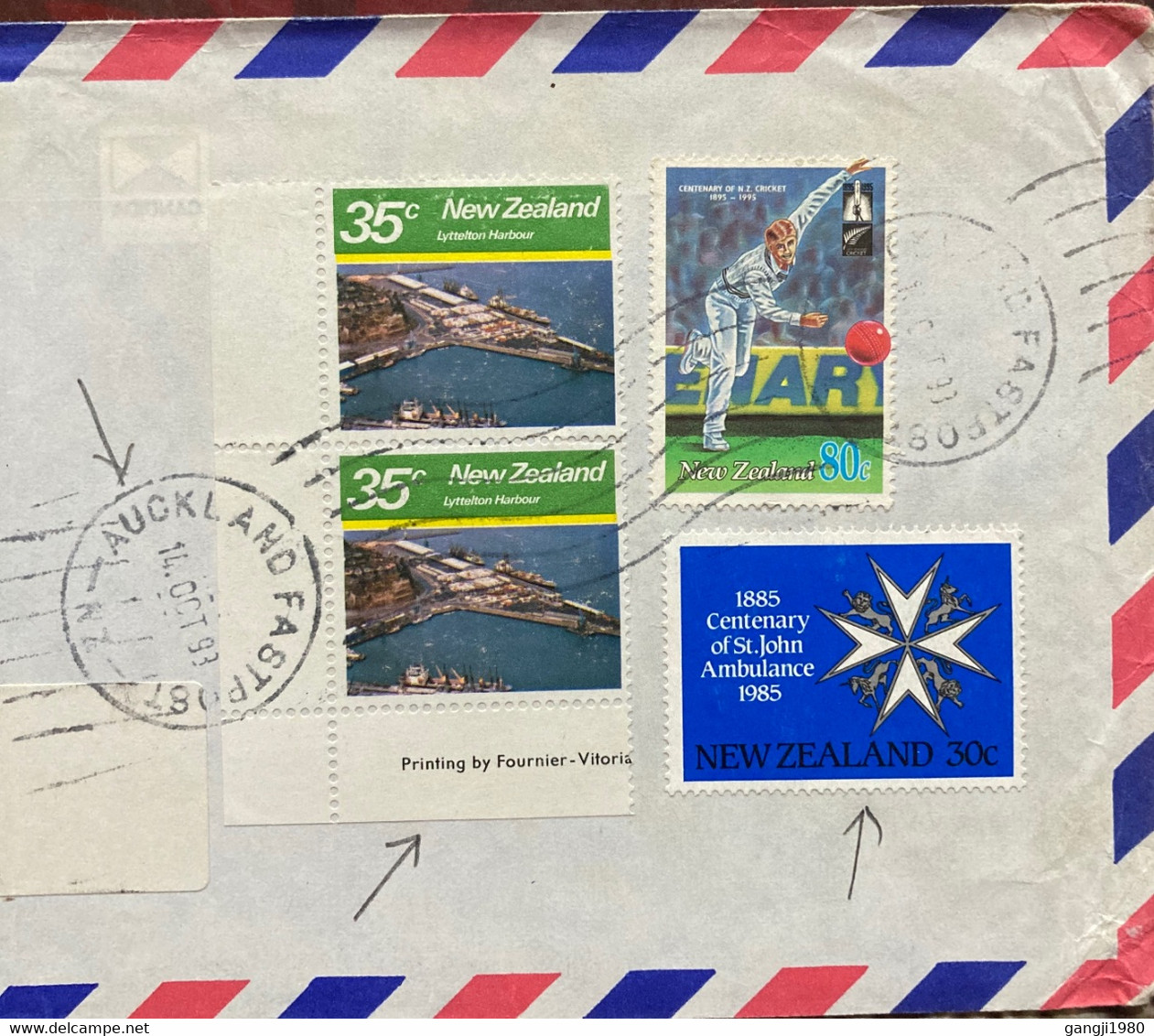 NEW ZEALAND 1985, CRICKET & AMBULANCE, HEALTH, MEDICAL, SPORT, LYTTELTON HARBOUR, AUCKLAND FAST POST CANCEL, COVER TO IN - Lettres & Documents