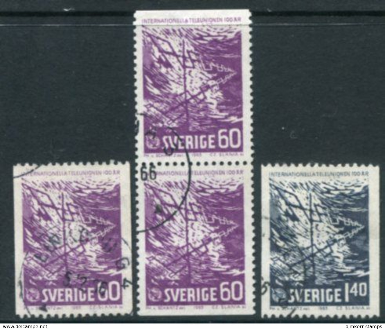 SWEDEN 1965 ITU Centenary Used.  Michel 534-35 - Gebruikt