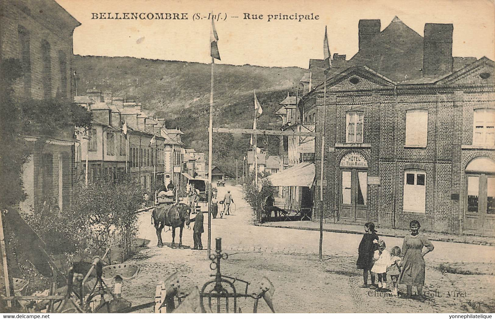 76 - SEINE MARITIME - BELLENCOMBRE - Rue Principale - Hôtel Des Trois Marteaux - Léon Vilque - Superbe Animation - 10228 - Bellencombre