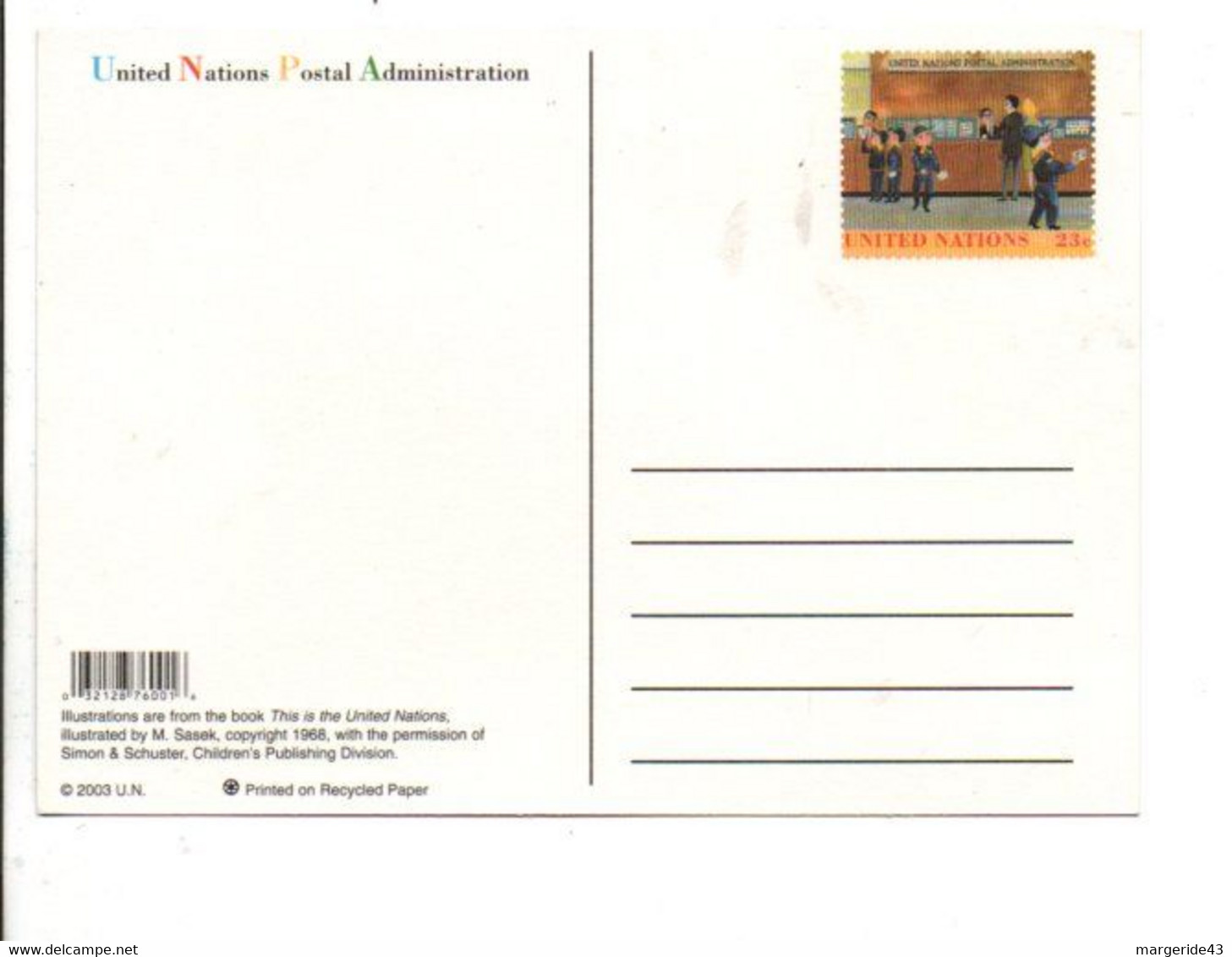 NATIONS UNIES ENTIER CARTE 23 CENT NEUF - Covers & Documents