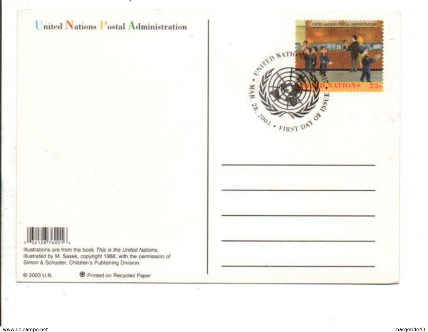 NATIONS UNIES ENTIER CARTE 23 CENT FDC - Covers & Documents