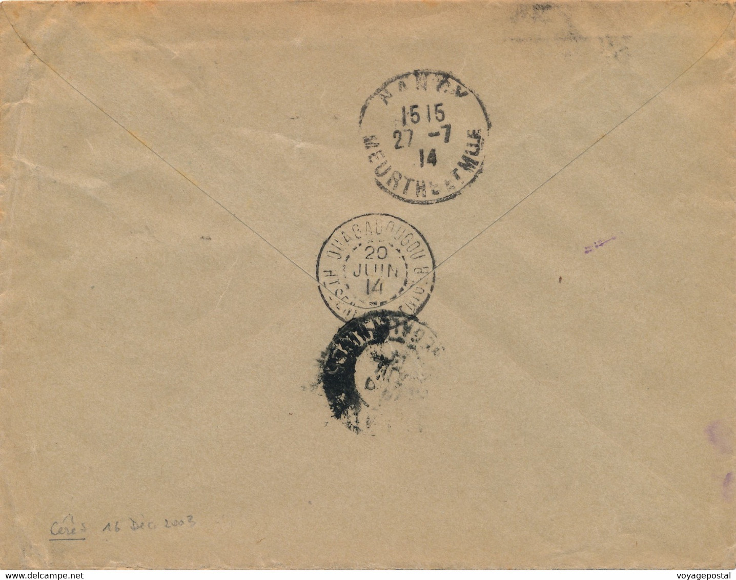 LETTRE ENTIER POSTAL FAIDHERBE OUAGADOUGOU HAUT-SENEGAL ET NIGER NANCY 1914 COVER - Briefe U. Dokumente