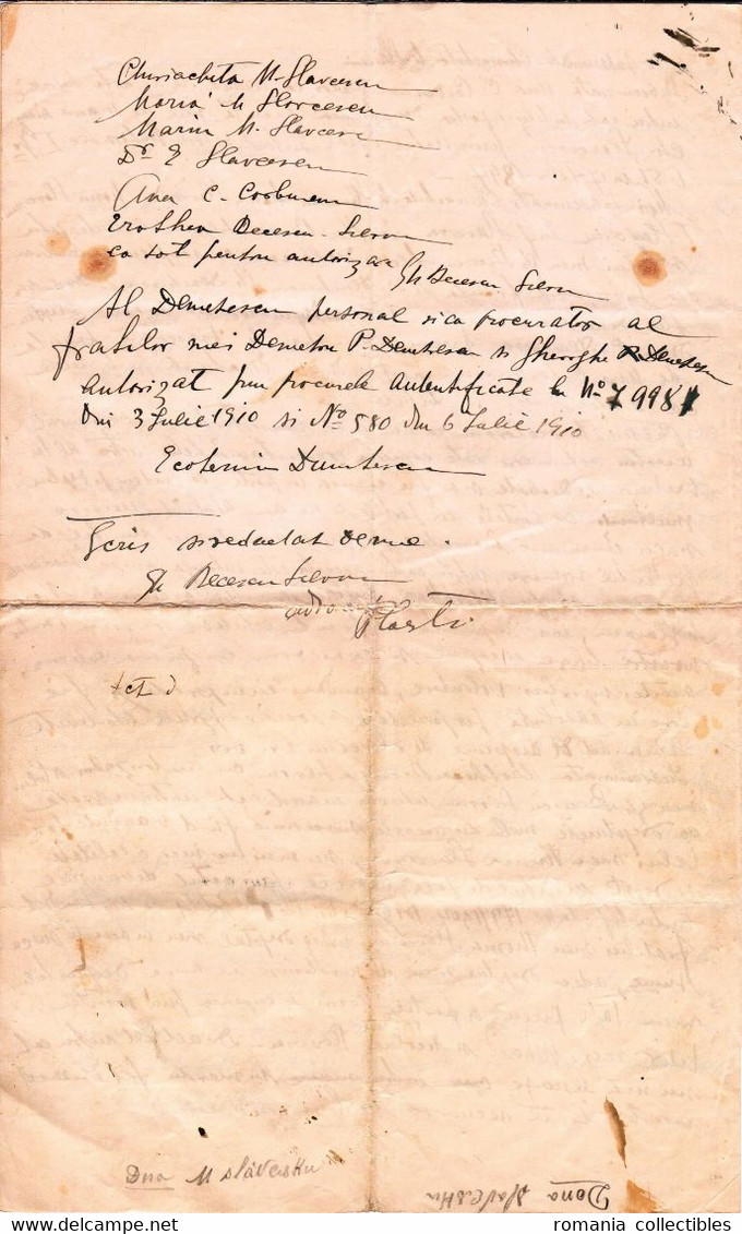 Romania, 1910, Vintage Contract For Division / Sharing Agreement - Fiscale Zegels