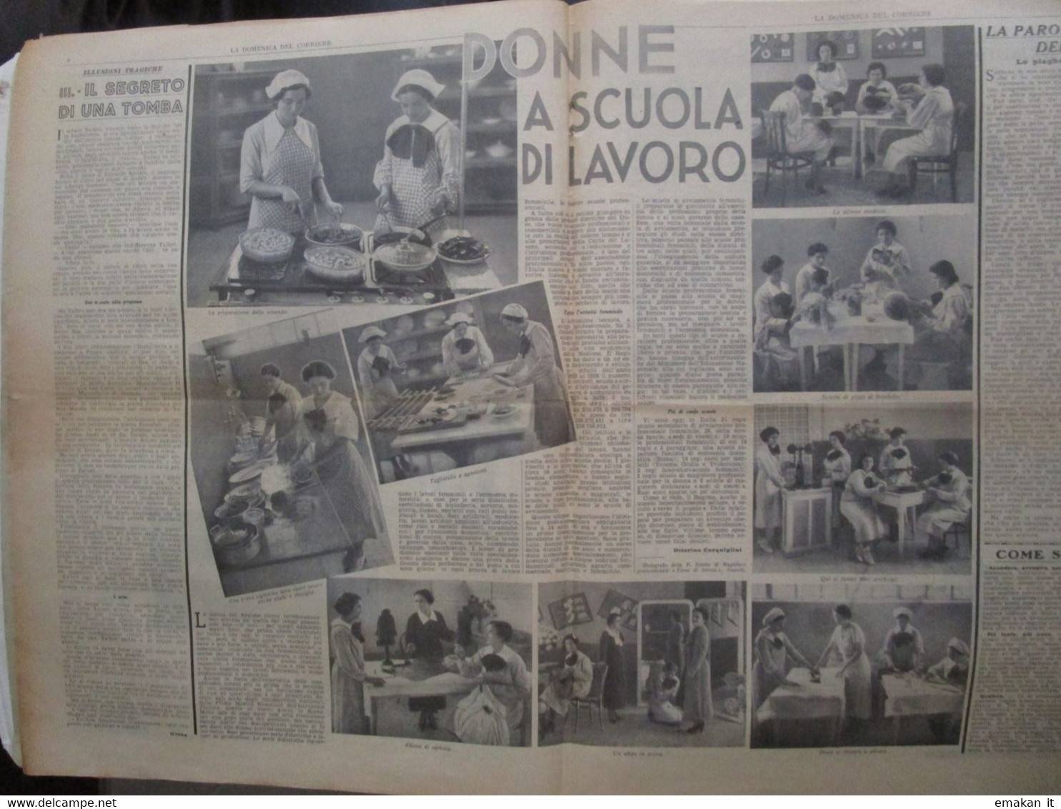 # DOMENICA DEL CORRIERE N 6 /1937 DONNE A SCUOLA DI LAVORO / AFRICA ORIENTALE  / CAMPARI - Prime Edizioni